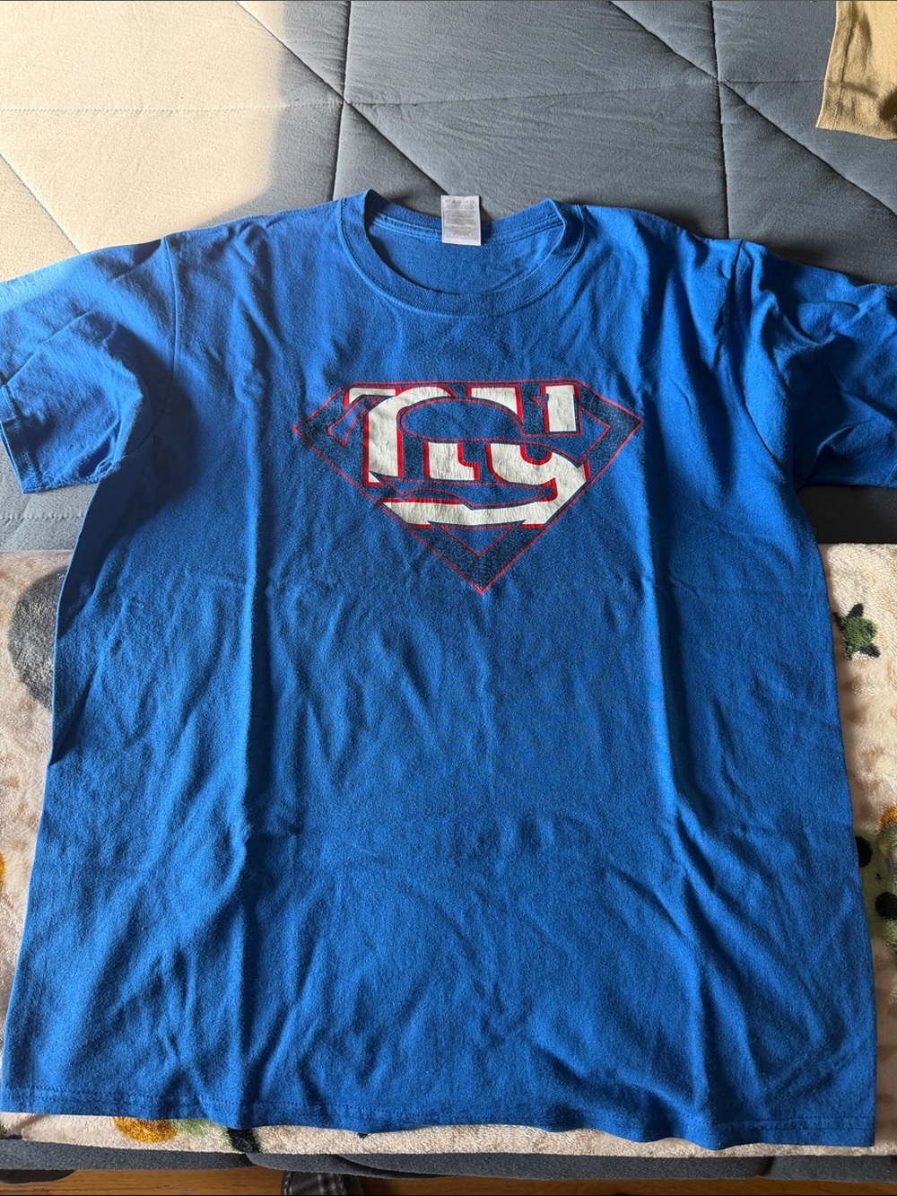 New York Giants “Superman” Royal Blue Crewneck Tee Shirt